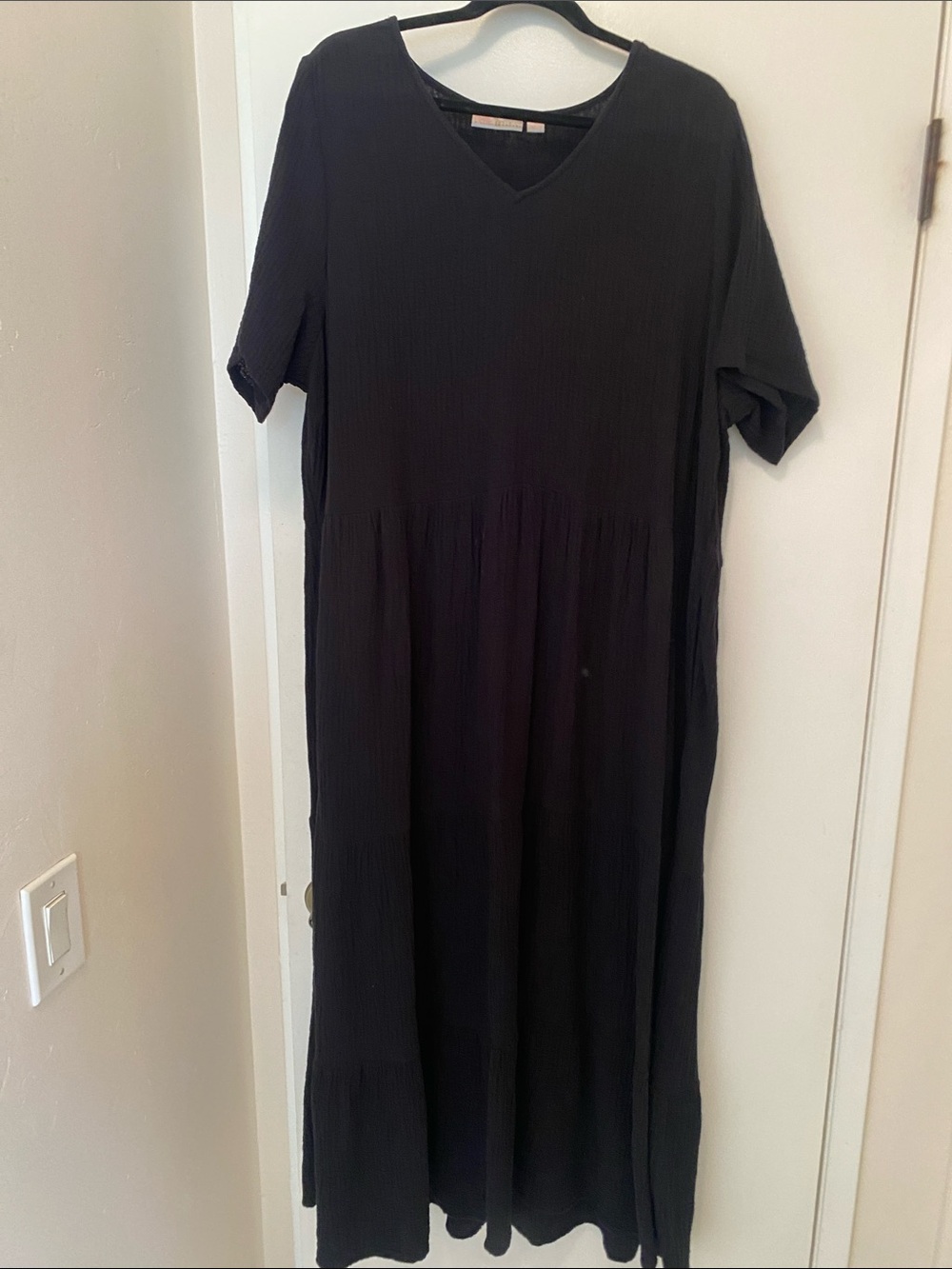 Belle by Kim Gravel Black Tiered Short Sleeve Maxi Dress 1X